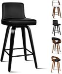 ALFORDSON Bar Stools 2Pcs Swivel Counter Stool 65cm Seat Height Kitchen Dining Chair with Footrest and Adjustable Leg levelers for Home Bar Dining Room All Black