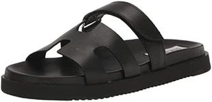 Steve Madden Women's Mayven Slide Sandal, Black Leather, 7.5