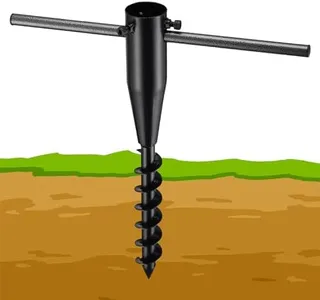 BsBsBest Beach Umbrella Sand Anchor 17" Long Heavy Duty Umbrella Base Metal Ground Screw 2.2" Adjustable Inner Diameter Anchor for Patio Umbrella Stands & Bases Black