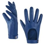 Harssidanzar Leather Gloves Driving, Touchscreen Texting Unlined Sheepskin Dress Leather Gloves KL021UK,Blue,Size M