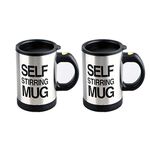 CUGBO 2 PCS Self Stirring Mug Automatic Mixing Cup Stainless Steel Electric Rotating Functional Coffee Cup