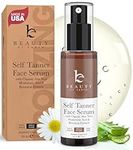 Beauty by Earth Face Tanner Serum - Self Tanner Made with Natural & Organic Ingredients, Face Self Tanner with Hyaluronic Acid, Self Tan Serum for Fake Tan, Autobronzant Visage