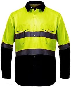 Just In Trend High Visibility Hi Vis Reflective Safety Work Shirts, Fluorescent Yellow / Navy Blue, 4X-Large