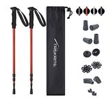 Collapsible Telescopic Walking/Hiking/Trekking Poles/Sticks - 3-Section Antishock Unisex with Accessories (2pc / set/pair) - Trekrite (Red)