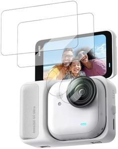 Lens Screen Protector for Insta360 Go Ultra (2 Sets), High Definition Tempered Glass Hardness Screen Protector for Insta 360 GO Ultra Accessories with Auxiliary Suction Cup, Hydrophobic,Oleophobic Coating,Anti-Scratch,Easy Installation