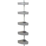 Zenna Home E2152ALKGY NeverRust Aluminum Tension Corner Shower Caddy, Satin Chrome and Gray