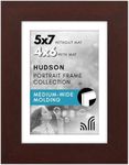 Americanflat 5x7 Picture Frame with Shatter-Resistant Glass - Use as 4x6 Frame with Mat or 5x7 Frame Without Mat - Hudson Collection - Wide Photo Frame for Tabletop and Wall Display - Mahogany