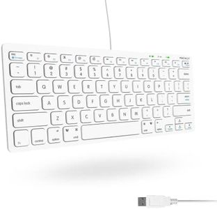 Macally USB Wired Keyboard for Mac and Windows PC - Plug and Play Apple Keyboard with 78 Scissor Switch Keys and 13 Shortcut Keys - Compact & Small Keyboard that Saves Spaces and Looks Great - White