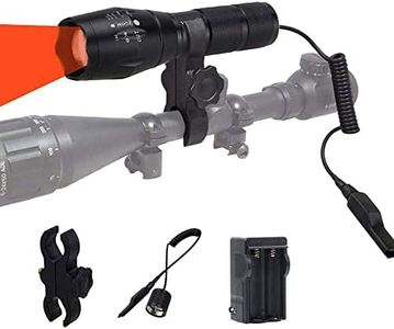 WINDFIRE Tactical Red LED Light Flashlight 300 Yards Zoom Focus Adjustable Torch Coyote Hog Fox Predator Varmint Hunting Lamp Sets with Pressure Switch, Scope Mount