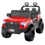 Leotoon Stargazer Kids SUV | 2B 6V/5AH | 4M 12V/17000 RPM | 2.4 GHz Remote | USB/MP3 | 2 Seater | Rocking Function | Dual Tone Headlights | Power Display | BIS Certified | (Metallic Red) (3-8 Years)