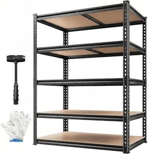 REIBII 2020LBS Storage Shelves 5 Tier Garage Shelving Heavy Duty, Adjustable Metal Shelving Unit, Garage Shelves for Basement, Warehouse, Pantry, Closet, Kitchen 72" H x 35.55" W x 16" D, Black