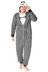 Disney Stitch Onesies for Women - Fluffy Minnie Mouse Eeyore Maleficent Onesie Pyjamas Lounge Wear - Stitch Gifts (Black Jack Skellington, M)