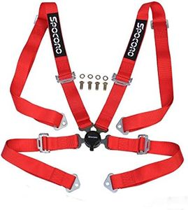 Spocoro 4 Point Racing Harness 2" Nylon Straps, Cam Lock Style, Red (Pack of 1)