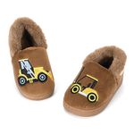 LACOFIA Toddler Boy's Winter Slippers Kids Novelty Warm Plush Indoor Slipper Shoes Brown 5/5.5