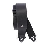 D'Addario Comfort Leather Auto Lock Guitar Strap - Acoustic & Electric Guitar Accessories - Easy to Use Auto Locking Guitar Straps - Uses Existing Guitar Strap Buttons - Leather - 2.5" Width - Black