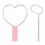 TBWHL Heart-Shaped Travel Handheld Mirror, Cosmetic Hand Mirror with Handle Hand Held Mirror for Women Girls (Lash Mirror & Heart Mirror, 2)