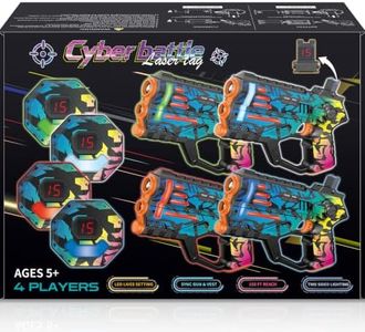 Rechargeable Laser Tag Set of 4, Lazer Tag Game for Kids Indoor & Outdoor | with Digital LED Score Display Vests | Gift Ideas for Kids Teens and Adults | Cool Toys for Boys and Girls Ages 8-12+Year