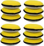 Maxshine Microfiber Waxing Applicator Pad with Finger Hold, Dia: 14cm, Yellow & Grey, 12 Pack