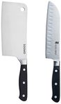 Amazon Brand - Solimo High Carbon Stainless Steel Meat Cleaver Knife and Santoku Knife