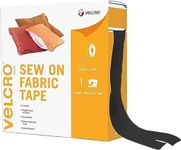 VELCRO Brand | Sew on Fabric Tape | Cut-to-Length Strong Hook & Loop Self Adhesive Tape Perfect for Crafting, Clothing Repairs & Hemming | Black | 50mm x 10m