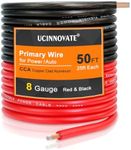 UCINNOVATE 8 Gauge Wire 50ft CCA Wire, (25ft Black+25ft Red) Automotive Wire Car Audio Battery Cable, Power/Ground Wire, Marine, Welding Cable, Electrical Wire Audio Wiring for Speaker Amp