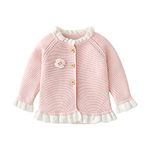 Vivobiniya Baby Girl Cardigan Toddler boy Knit Sweater Girl Clothes boy Sweater (12-18m (31.4in) 80cm, Pink(Falbala)