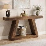 Tribesigns Farmhouse Console Table, 55-Inch Rustic Sofa Table with Storage, Industrial Wooden Entryway Table for Hallway, Living Room, Dark Brown