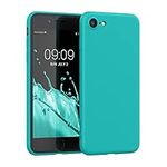 kwmobile Case Compatible with Apple iPhone SE (2022) / iPhone SE (2020) / iPhone 8 / iPhone 7 Case - Soft Slim Protective TPU Silicone Cover - Neon Turquoise