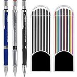 3 Pieces 2.0 mm Mechanical Pencil with 2 Cases Refills, Color and Black Refills for Draft Drawing, Writing, Crafting, Art Sketching