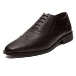 LOUIS STITCH Formal Shoes for Men | Handcrafted Wingtip Brogue Leather | Lace-Up Style for Business, Casual Brunette Brown, UK Size 9 (RXBG)