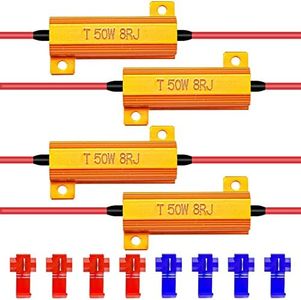 KaTur 4pcs 50W 8ohm LED Load Resistors for LED Turn Signal Lights or LED License Plate Lights or DRL (Fix Hyper Flash, Warning Cancellor) with 8pcs Quick Wire Clip