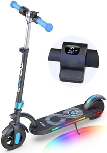 Gyroor H40 Kids Electric Scooter with 180W Motor & LED Visible Display, 10 Mph, Colorful Lights, Adjustable Speed and Height, Electric Scooter for Kids Ages 8-12 Ideal Gifts, H40-Blue