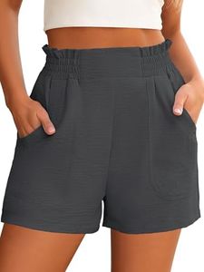 ANRABESS Shorts for Women Summer Casual Elastic High Waisted Wide Leg Cute Dressy 2026 Vacation Beach Clothes Large Grey