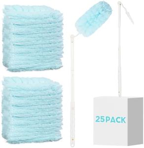 360° Duster Refills Kit for Swiffer Duster, 25 Pack & 1 Handle, Multi-Surface Dusters with 4X Microfibers. Efficient Duster Kit for Cleaning Pet Hair, Home, Office, Blinds, Furniture and More