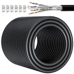 Cat 7 Ethernet Cable 200ft Outdoor, Cat 7 Triple Shielded Patch Cable Bulk SFTP, 24AWG Heavy Duty Direct Burial Internet Network Cable 10Gbps 600Mhz, Waterproof RJ45 LAN Cable for Router Switch Gaming