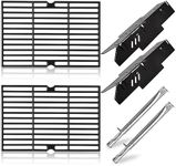 Adviace Grill Grates Parts for Dyna-Glo Grill Replacement Parts 2 Burner DGF350CSP, DGF350CSP-D, Cast Iron BBQ Grill Grates, Heat Plates Heat Shields and Burner Tubes for Dyna Glo Grill Accessories.