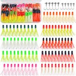 JSHANMEI Tube Bait Crappie Lures Kit - 110pcs Small Crappie Bait Soft Plastic Worm Lures with Jig Heads for Freshwater Panfish Trout Bluegill
