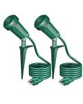 EDISHINE Halloween Spotlights Outdoor, 6FT Cord, Weatherproof Plug in LED Flood Stake Lights, E26 150W PAR38 Bulb, 120° Adjustable Landscape Light Socket for Holiday, Patio, UL Listed, 2 Pack