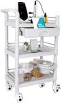 Mobile Medical Trolley Cart Portable 3-Tier Professional Cart 220 Lbs Load Utility Cart for Ultrasound Scanner Esthetician Cart with Drawer Lockable Rolling Wheels for Hospital Dental Clinic Home