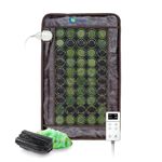 HL HEALTHYLINE - Far Infrared Heating Pad - 32inL x 20inW - Hot Stone Therapy - Negative Ions - 50 2in Pieces Natural Gemstones