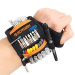 Roylvan Magnetic Wristband Gifts for Dad Women, Tool Belts with Thumb Hole Loop and 15 Strong Magnets for Holding Nails Screws Bolts, Cool Gadgets for Construction Carpentry Auto Repair