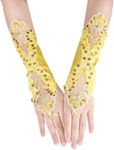 White Silk Lace Gloves - Rhinestone & Satin Fingerless Opera Gloves for Bridal & Prom Events