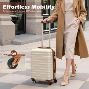 COOLIFE 5-Piece Luggage Set – Lightweight Suitcases with TSA Lock, 360° Wheels, Beige