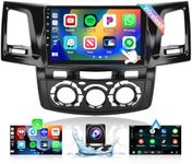 Hikity 2+64GB for Toyota Fortuner Hilux 2005-2014 Android Car Stereo with Carplay Android Auto 9 inch Touchscreen Android Radio Support GPS WiFi SWC RCA HiFi Rear Camera