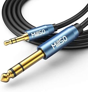 MillSO 6.35mm Male 1/4 to 3.5mm Male 1/8 TRS Stereo Audio Cable (8 ft), Headphone Adapter 1/8 to 1/4 Adapter for Guitar, Piano, Amplifiers, Home Theater Devices, or Mixing Console - 8 Feet