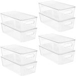 Vtopmart 8pcs Clear Organizers and Storage Bins with Lids, Stackable Plastic Storage Containers with Handles for Fridge, Freezer, Pantry, Cabinet, Kitchen Organization and Storage