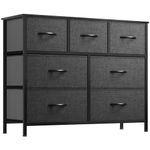 YITAHOME Chest of Drawers,Storage Organizer,Dresser for Bedroom with 7 Drawers,Fabric Drawers with Wood Top and Large Storage Space,Black Gray