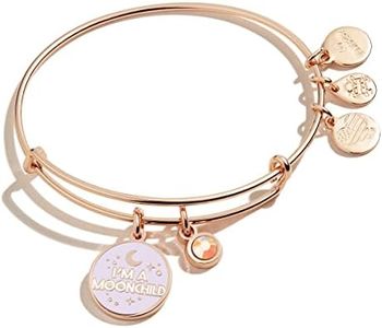 Alex and Ani Connections Expandable Bangle for Women, I’m a Moonchild Duo Charm, Shiny Finish, 2 to 3.5 in, One-Size, no gemstone