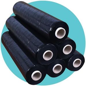 Triplast Pallet Stretch Shrink Wrap Roll (400mm x 250m) - Pick Qty & Colour - Heavy Duty Pallet Wrap, Industrial Stretch Wrap, Packaging Cling Film, Strong Plastic Wrap, Luggage Wrap (Black, 6 Rolls)