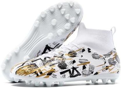 Kids Soccer Cleats Boys Girls, Easy On High-Top Shoes with Secure Ankle Fit